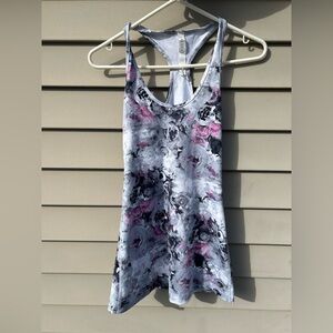 Lululemon purple floral print athletic tank top